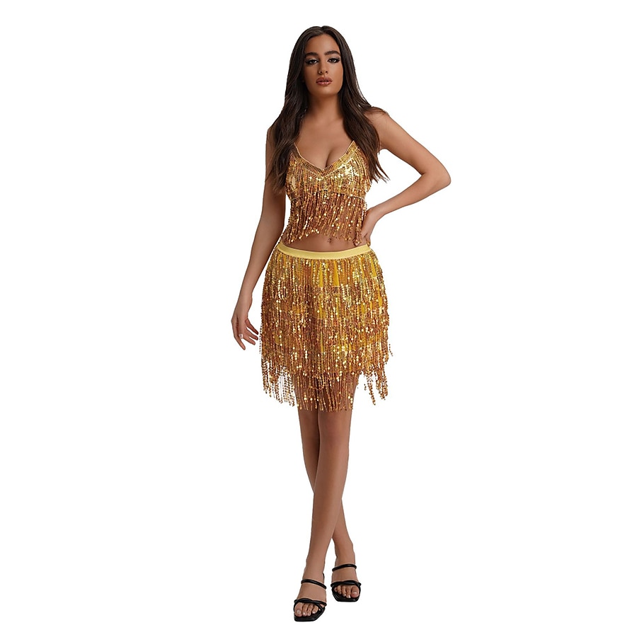Femme Danseur Danse du ventre Danse Spectacle Costume de danse du ventre Robe de boîte de nuit Brille & Scintille Polyester Argent Bleu Clair Noir Haut Jupe de 2025 ? $37.99 –P3