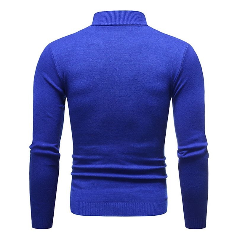 Pánské Pulovrový svetr Pletený svetr Rýhovaný Plést Standardní Pletený Bez vzoru Mock Neck Základní Zahřívací Denní nošení Jdeme ven Oblečení Podzim Zima Fialová Černá M L XL 2026 - $18.99 –P9