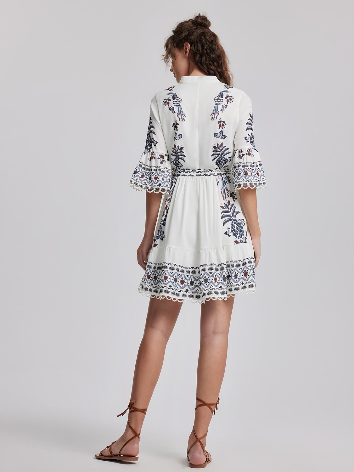 Casual Floral Geometric Lace-Up A-Line Dress 2025 - $72.99 –P6