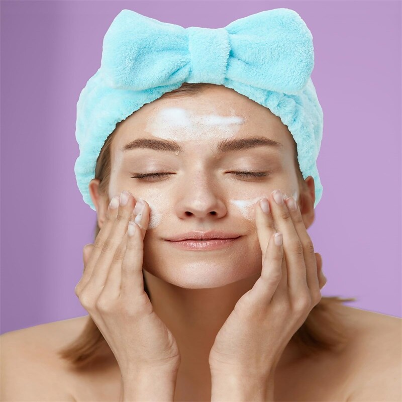 Bliss Women's Spa Headband - 1 Pack Microfiber Makeup Headband with Bow - Hair Band for Washing Face, Facials, Skincare, Shower, Purple/Blue 2025 - $4.99 –P2
