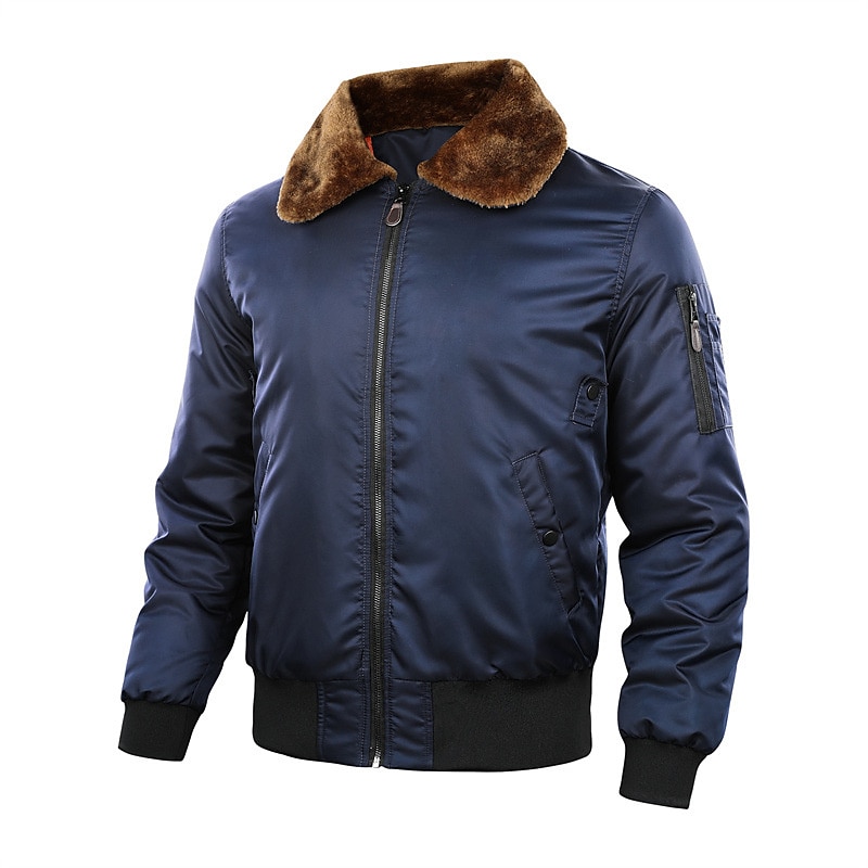 Homme Manteau d'hiver Bomber Veste Blouson Veste décontractée Extérieur Usage quotidien Chaud Poche Automne Hiver Plein Mode Vêtement de rue Revers Normal Noir Bleu Roi Vert Véronèse Veste de 2025 ? $72.99 –P8