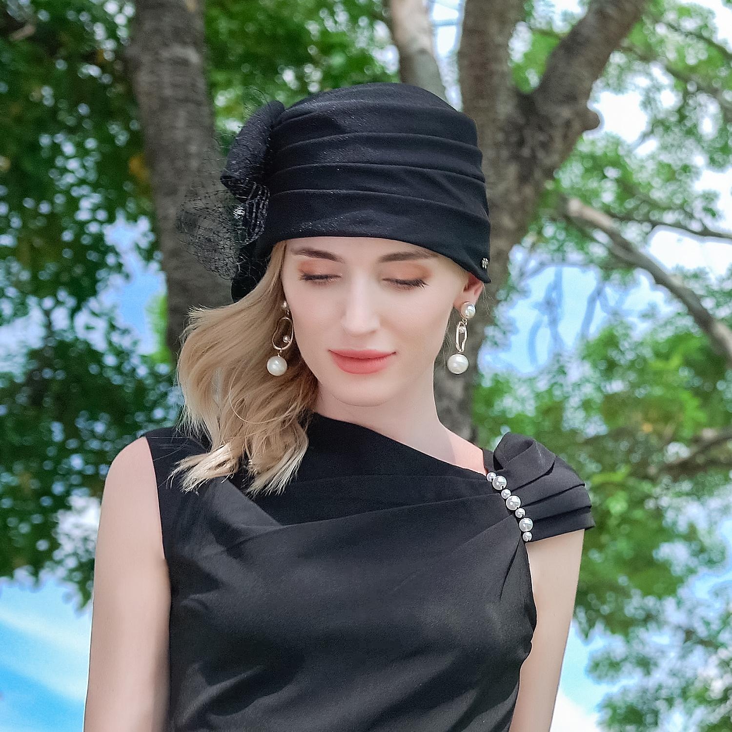 cappelli cappello a secchiello in fibra di seta ghiaccio cappello floscio matrimonio tea party elegante semplice romantico con copricapo in tulle bowknot del 2025 a $34.99 –P7