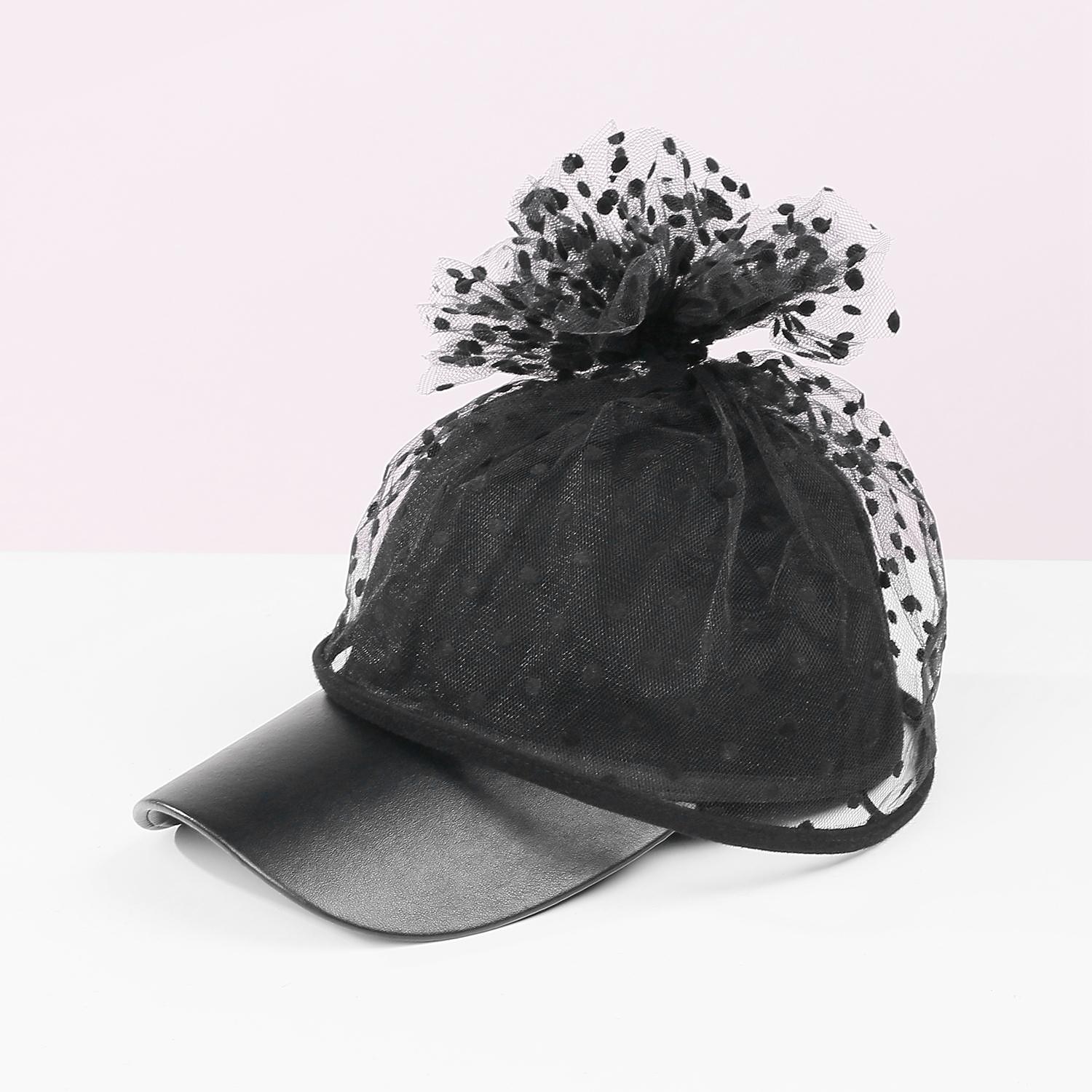 cappelli cappello da sole in fibra cappello da velo casual vacanza semplice retrò con copricapo in tulle a pois del 2025 a $23.99 –P1