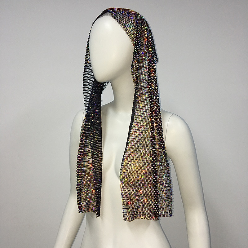 Strass a rete trasparente Avvolgimento della testa sciarpa sciarpa Metallico Brillanti Sensuale Poliestere Per Da discoteca Cosplay Carnevale Per donna Bigiotteria Gioielleria di moda del 2025 a $24.99 –P12