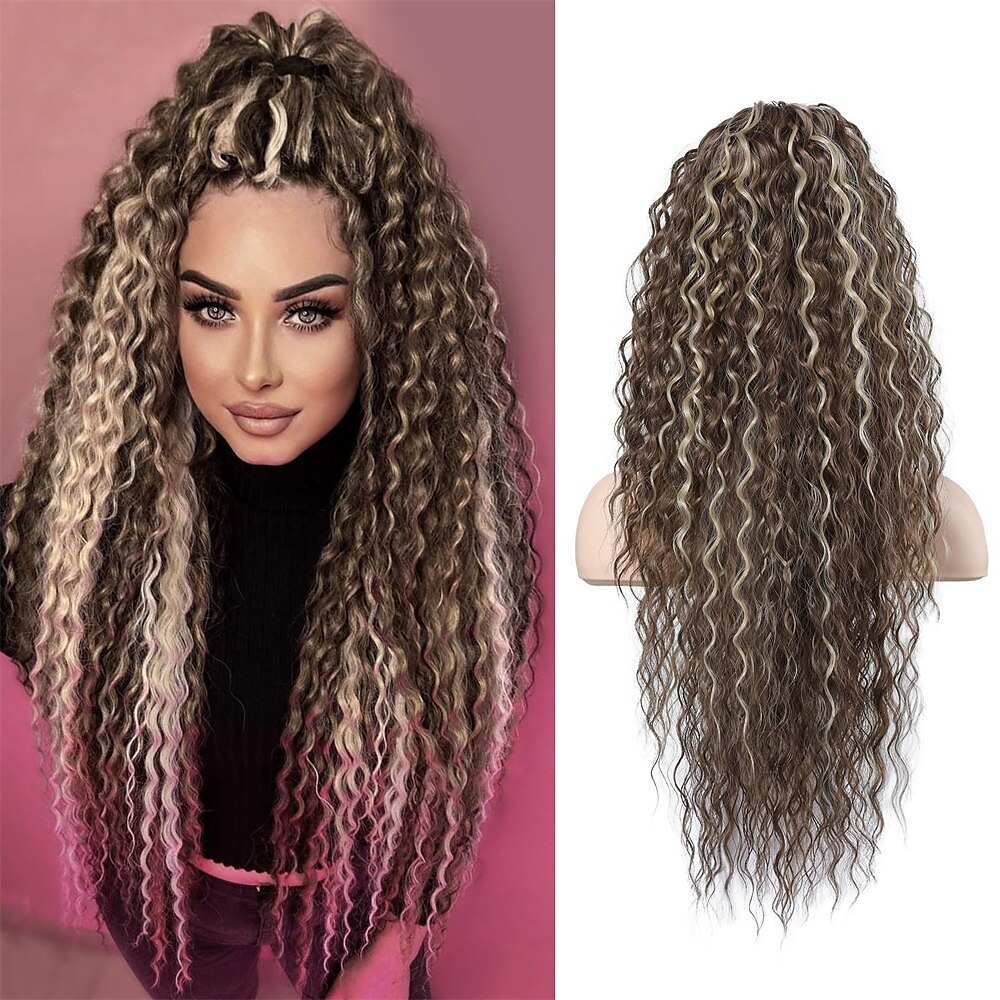 Correa Coletas Suave / Natural / Fácil vestidor Pelo sintético Pedazo de cabello La extensión del pelo Rizado 26 pulgadas Fiesta / Fiesta / Noche / Ropa Cotidiana 2025 - $12.99 –P7