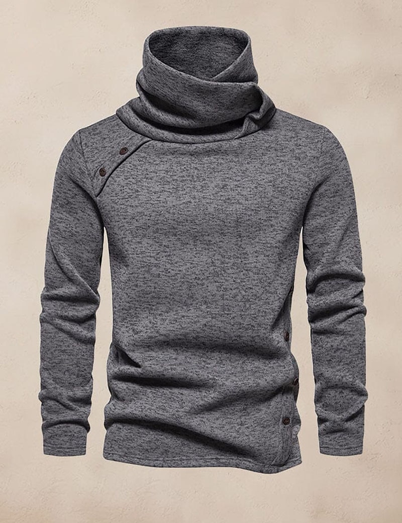 Voor heren T-shirt Shirt met lange mouwen Lange mouw Coltrui Lente & Herfst Effen Modieus Ontwerper Basic Knop Vakantie Straat Uitgaan Grijs Top T-shirt voor mannen 2025 - $39.99 –P1