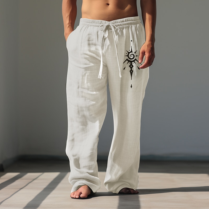 Herren Grafik Stammes Hosen Hose Mittlere Taille Lässig Urlaub Alltagskleidung Ausgehen Frühling Herbst Schwarz Weiß Grün 2025 - $25.99 –P5