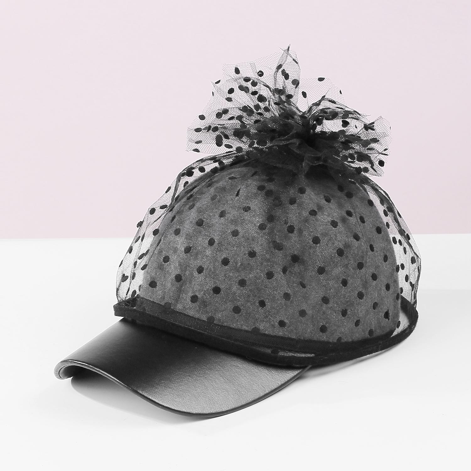 cappelli cappello da sole in fibra cappello da velo casual vacanza semplice retrò con copricapo in tulle a pois del 2025 a $23.99 –P8