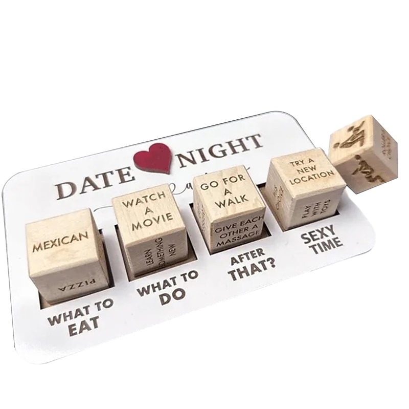date night tärningar för par ta ut dicedate dice date idéer för par dejta dice årsdagen träpresenter till hennes vuxna roliga spel för par romantiska presenter till henne honom träfärg alla hjärtans 2025 - $19.49 –P2