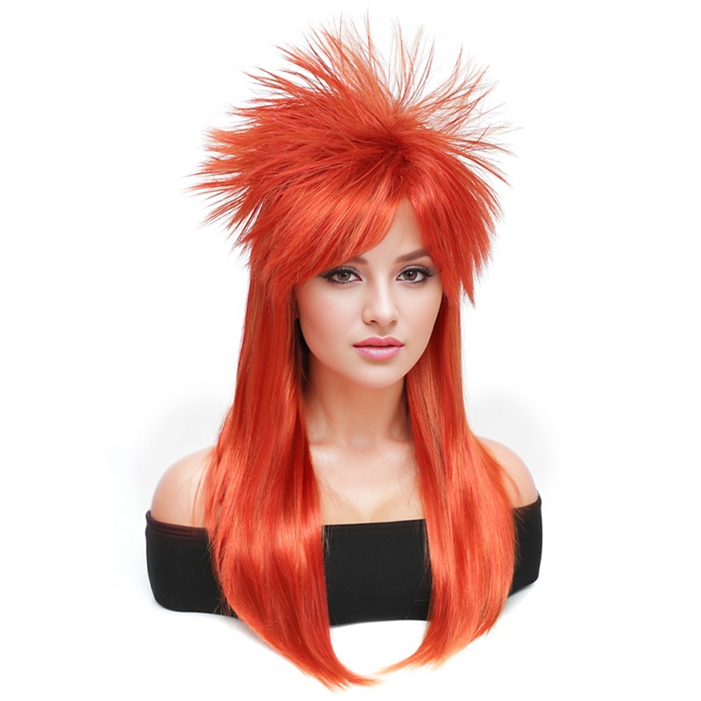Rock diva parykk syntetisk parykk rett asymmetrisk parykk lang A1 syntetisk hår kvinners cosplay myk fest rød halloween parykker 2025 - $20.99 –P6