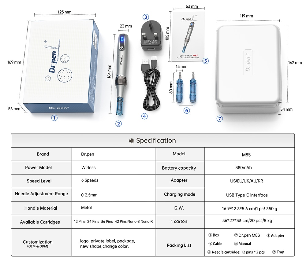 Authentic Dr pen Ultima M8S Wireless Derma Pen Microneedling Machine Skincare Beauty Device 2024 - $77.99 –P1