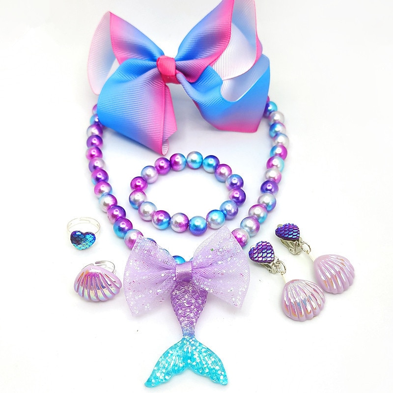 Festival Performance Requisiten Prinzessin Kleid Zubehör Set Meerjungfrau farbiger Schmuck Mädchen Kleid Zubehör Kinder 2025 - $11.99 –P1