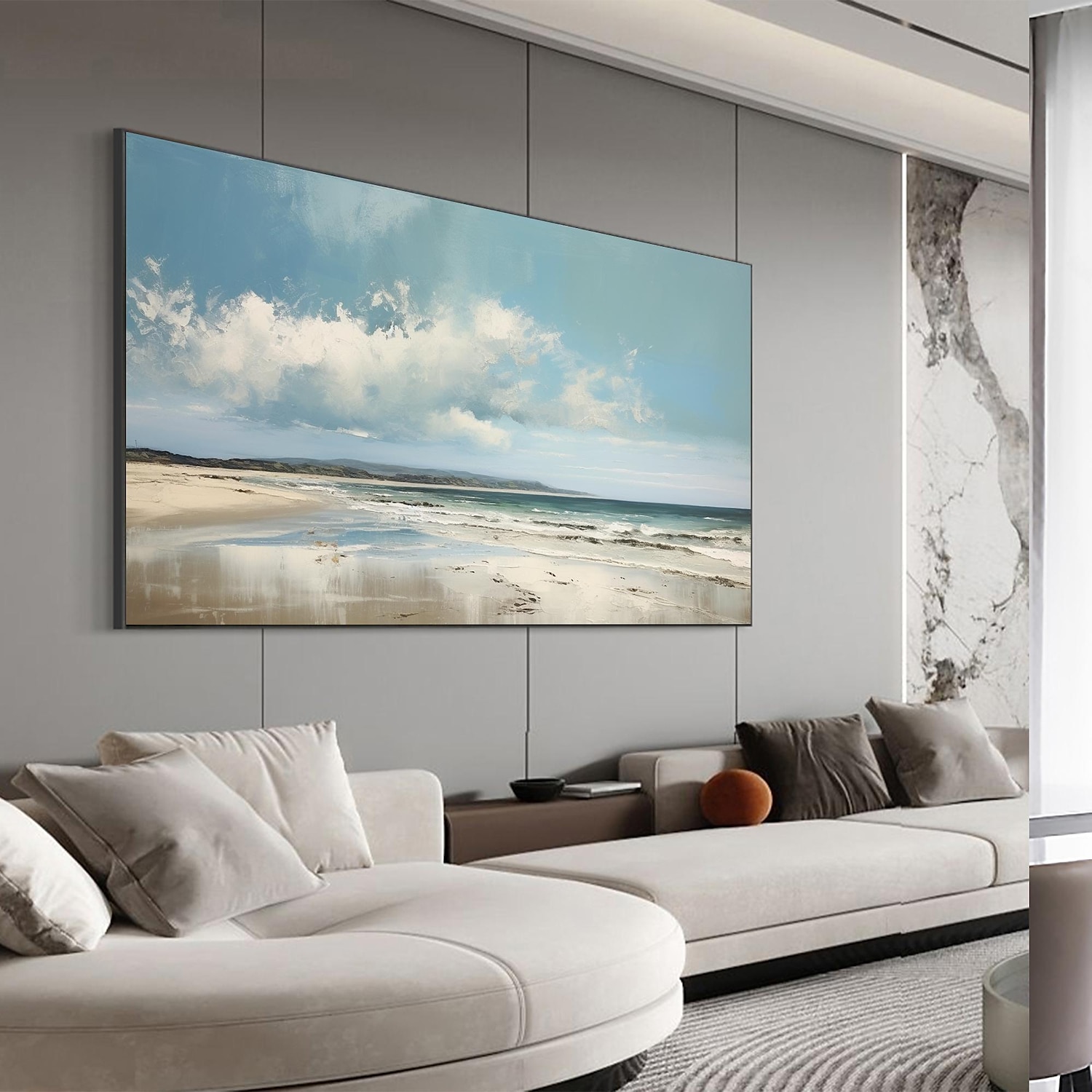 Handmade Oil Painting Canvas Wall Art Decor Original Blue Sky Abstract Scenery Painting for Home Decor With Stretched Frame/Without Inner Frame Painting 2025 - $158.99 –P10