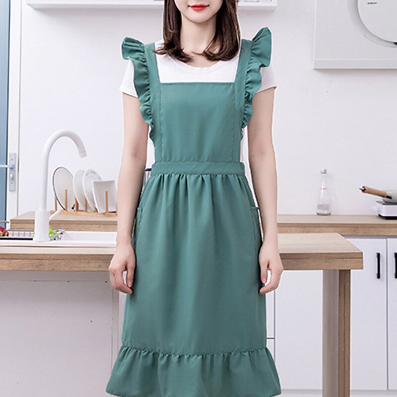 grembiule, cucina, cucina domestica, speciale tessuto impermeabile e resistente all'olio a doppio strato, grazioso grembiule da donna in stile principessa del 2025 a $10.99 –P11