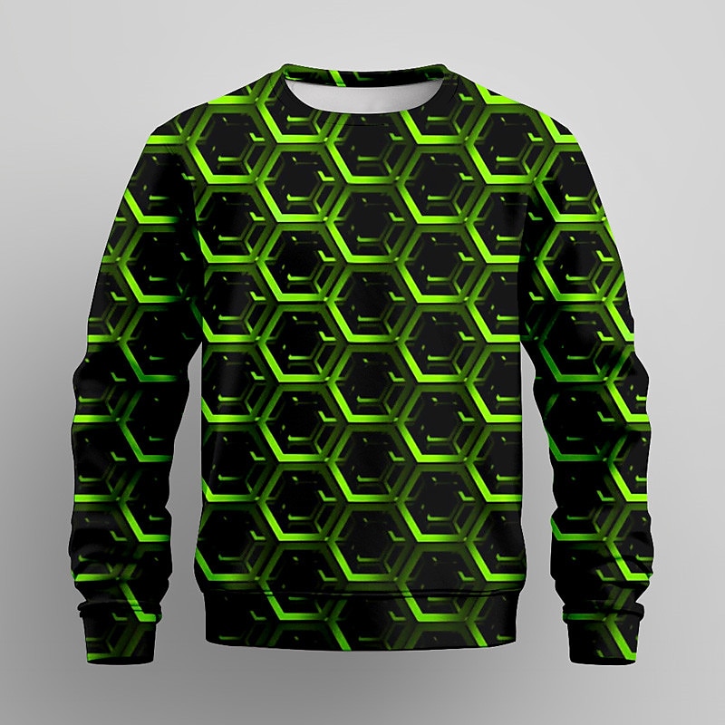 Pojkar 3D Geometrisk Tröja Pullover Långärmad 3D-tryck Vår Höst Mode Streetwear Häftig Barn 3-12 år Rund hals Utomhus Ledigt Dagligen Normal 2025 - $16.49 –P1