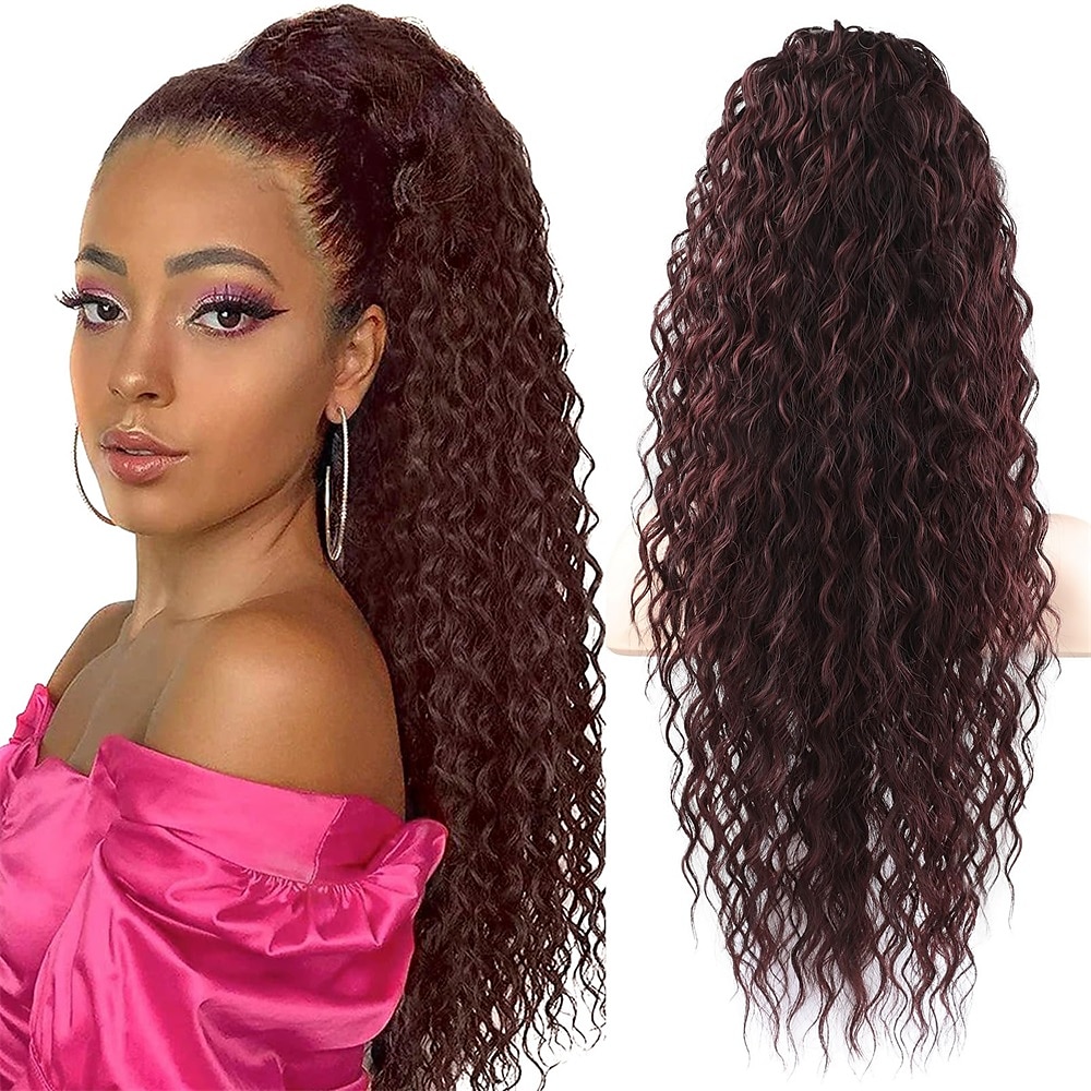 Correa Coletas Suave / Natural / Fácil vestidor Pelo sintético Pedazo de cabello La extensión del pelo Rizado 26 pulgadas Fiesta / Fiesta / Noche / Ropa Cotidiana 2025 - $12.99 –P5