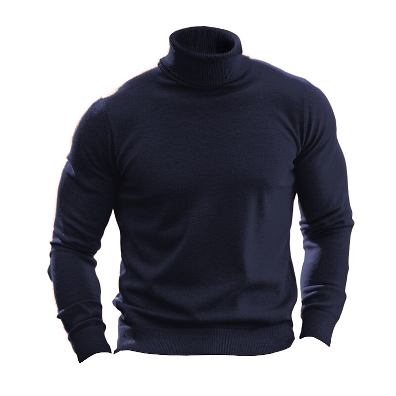 Men's Turtleneck Sweater Pullover Sweater Jumper Knit Sweater Mens Turtle Neck Jumper Ribbed Knit Regular Tops Knitted Basic Plain Turtleneck Keep Warm Modern Contemporary Daily Wear Going out 2025 - $16.99 –P11
