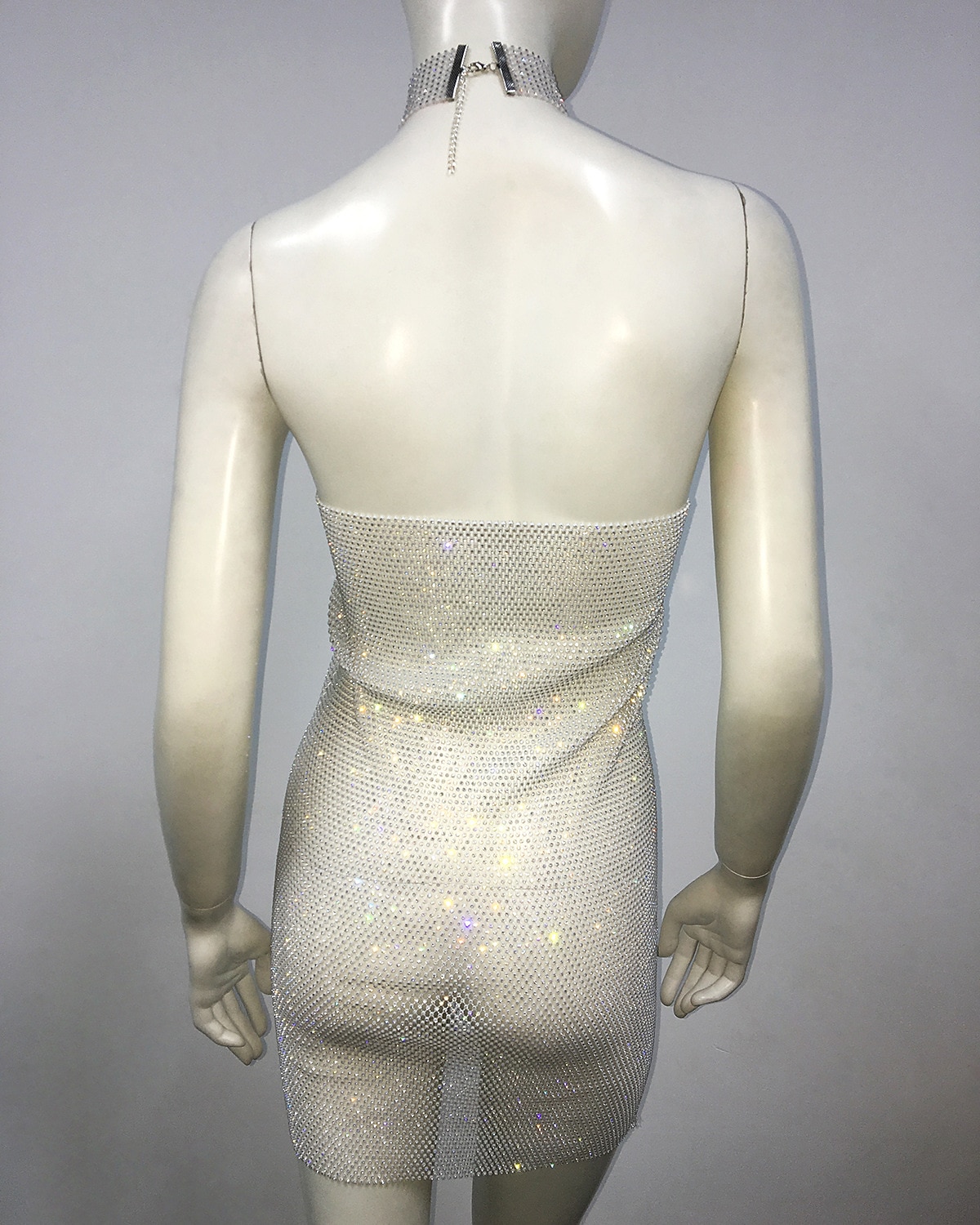Metallic Backless Sparkle Body Chain Mini Dress Disco Solid Color Halter  Neck Fancy Dress Women's Party Club Adults' Dress 2026 - $53.99