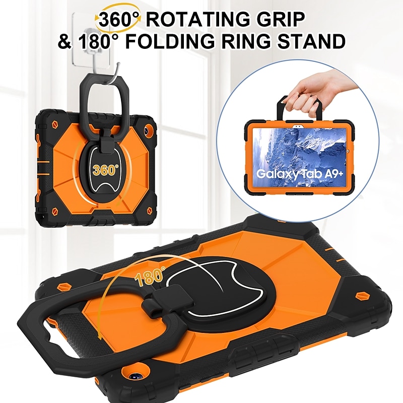 Tablet Case Cover For Samsung Galaxy Tab A9 8.7" A8 10.5'' A9 Plus 11" Handle 360° Rotation Shoulder Strap Armor PC Silicone 2025 - $29.99 –P10