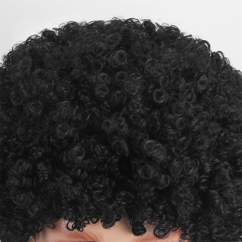 Perruque synthétique bouclée avec frange perruque faite à la machine courte noire naturelle #1B cheveux synthétiques pour hommes cosplay douce fête perruques d'Halloween noires de 2025 ? $9.99 –P6