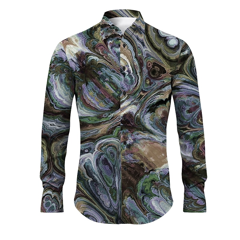 Miesten 3D Print Geometrinen printti Paita Button Up paita Pitkähihainen Abstrakti Arki-asut Bile Kevät kesä Sänkyjen avaus Painettu Painike alas Keltainen Rubiini Sininen Apila Harmaa 2025 - $26.99 –P4