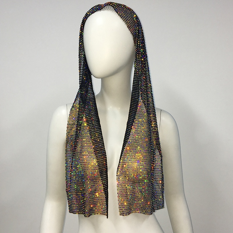 Strass a rete trasparente Avvolgimento della testa sciarpa sciarpa Metallico Brillanti Sensuale Poliestere Per Da discoteca Cosplay Carnevale Per donna Bigiotteria Gioielleria di moda del 2025 a $24.99 –P13