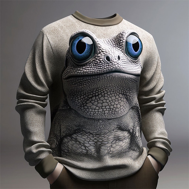 Herr Grafisk Groda Tröjor Pullover-tröja Långärmad Tröja Rund hals Mode Dagligen Ledigt 3D-tryck Semester Helgdag Utekväll Mönster Vår & Höst 2025 - $29.99 –P2
