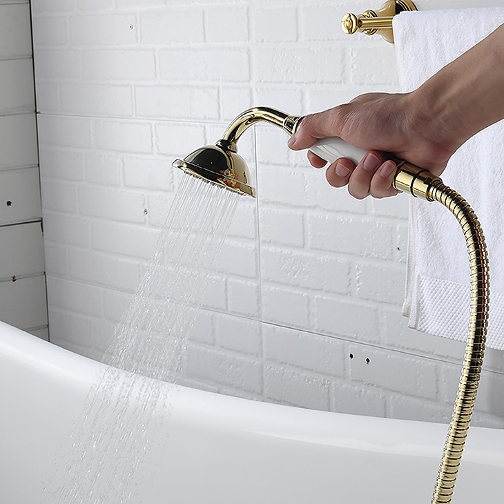 Badkraan - Retro vintage Galvanisch verzilveren Vrijstaand Keramische ventiel Bath Shower Mixer Taps 2026 - $845.49 –P3