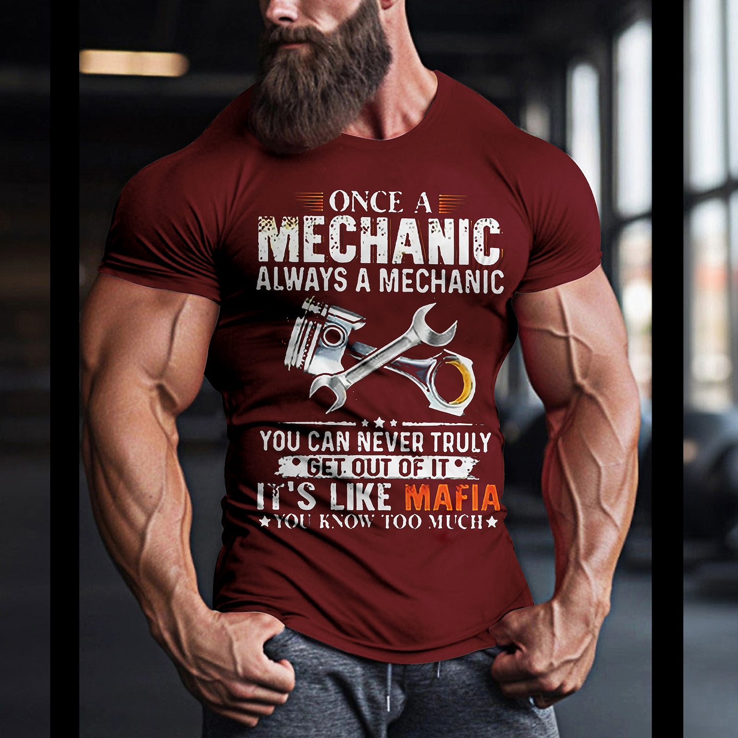 2025年 男のメカニックTシャツ - 面白い「一度メカニック、常にメカニック、それはマフィアのようなもの」仕事のユーモアグラフィックTシャツ  コレクション – $17.99 –P5
