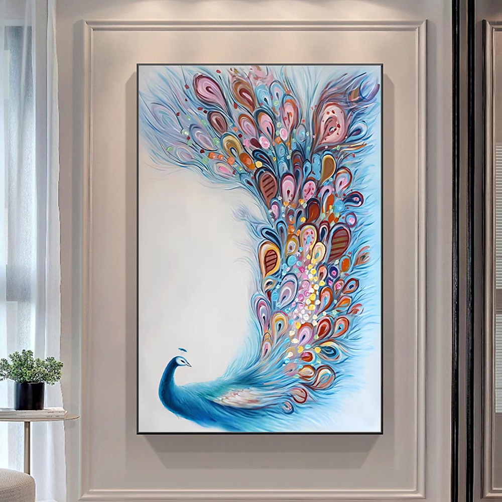 Mintura handgefertigte abstrakte Tier-Pfau-Ölgemälde auf Leinwand, Wandkunst, Dekoration, modernes Bild für Heimdekoration, gerolltes, rahmenloses, ungedehntes Gemälde 2025 - $116.99 –P5