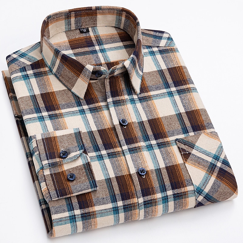 Voor heren Overhemd Ruitjes Toimisto & ura Bruiloft Marineblauw Blauw Hemelsblauw Donkergroen Lange mouw Revers Lente & Herfst Kleding Voorvak 2025 - $35.99 –P4