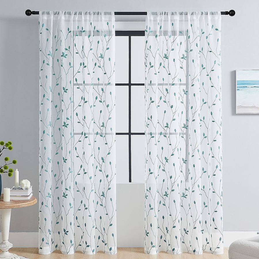 Rideau semi-transparent blanc brodé de feuilles, ensemble de rideaux à passe-tringle, panneau de fenêtre, drapé pour chambre de fille/chambre d'enfant/crèche/salon 1 panneau de 2025 ? $18.49 –P19