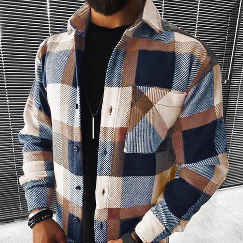 Per uomo Camicia di flanella Giacca camicia Sopracamicia Tartan Streetwear Quotidiano Marrone Grigio scuro Manica Lunga Collo ripiegato Primavera & Autunno Abbigliamento Bottonato del 2025 a $31.99 –P1