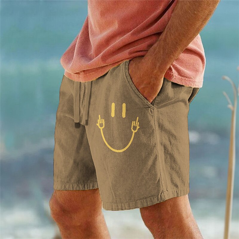 Men's Graphic Smile Face Shorts Summer Shorts Beach Shorts Mid Waist Streetwear Hawaiian Designer Casual Daily Holiday Drawstring Elastic Waist 3D Print Designer Clothing Apparel 2025 - $23.99 –P3