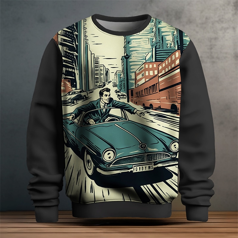 Herr Grafisk Bilar Tröjor Pullover-tröja Långärmad Tröja Rund hals Mode Dagligen Ledigt 3D-tryck Semester Helgdag Utekväll Mönster Vår & Höst 2025 - $29.99 –P5