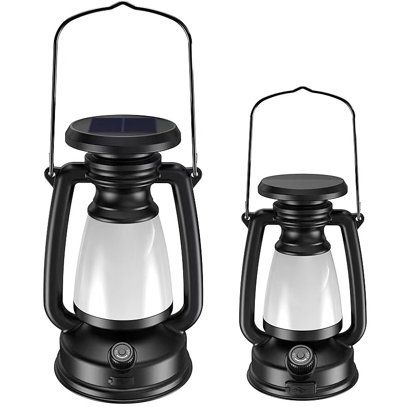 Linterna de caballo retro, luz led de 3 colores, atenuación continua, colgante, luz solar recargable para acampar al aire libre 2025 - $8.49 –P1