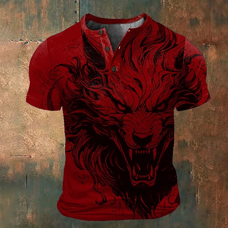Bărbați Grafic Animal Tricou Cămașă Henley Manșon scurt Tipărire 3D Modă Clasic Retro / vintage Sport exterior Concediu Ieșire Primavara vara Albastru piscină Alb Roșu-aprins Maro Trifoi Henley 2026 - $24.99 –P5