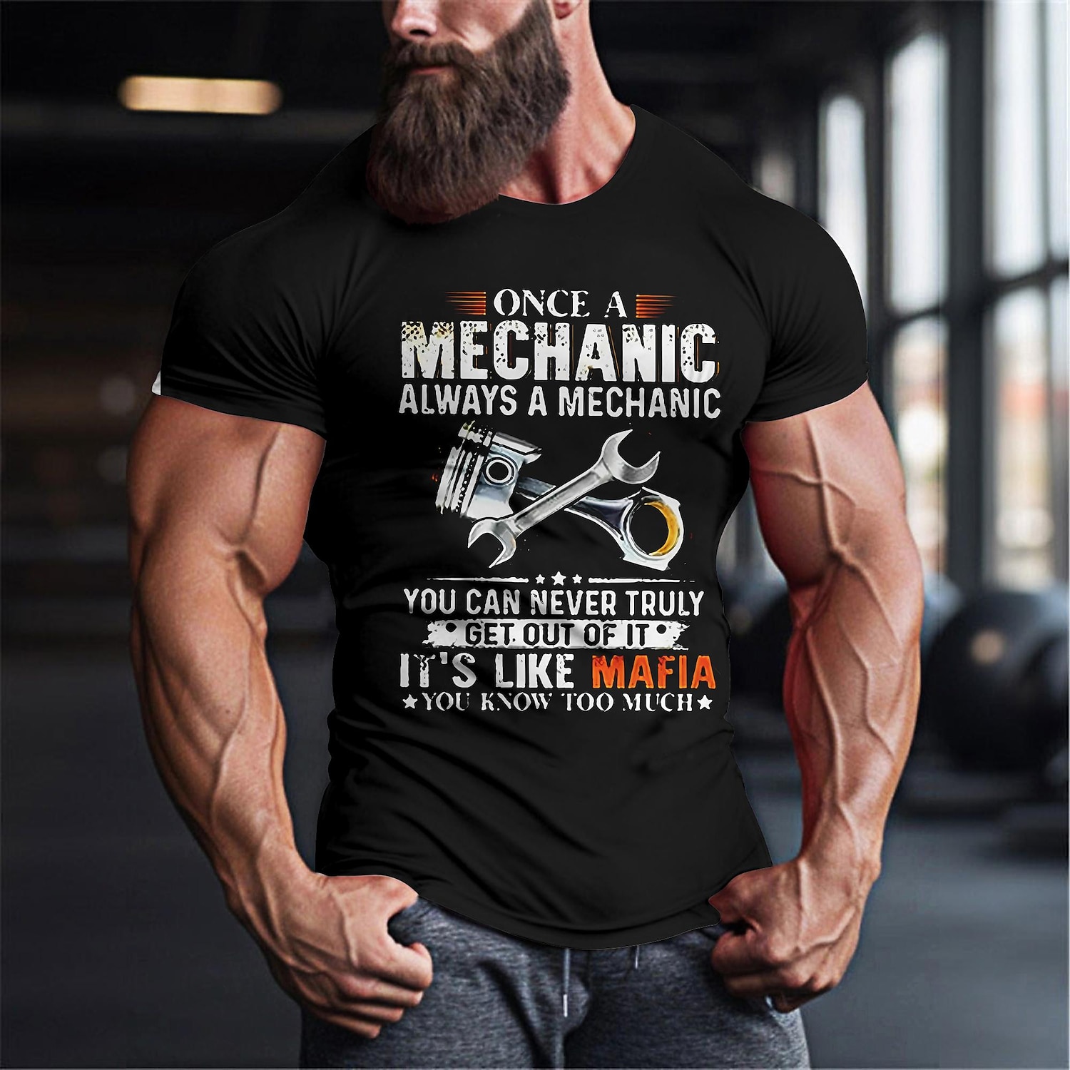 2025年 男のメカニックTシャツ - 面白い「一度メカニック、常にメカニック、それはマフィアのようなもの」仕事のユーモアグラフィックTシャツ  コレクション – $17.99 –P1