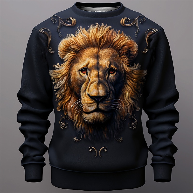 Men's Graphic Lion Sweatshirts Golf Pullover Sweatshirt Long Sleeve Sweatshirt Crew Neck Fashion Daily Casual 3D Print Streetwear Vacation Holiday Print Spring &  Fall 2026 - €29.99 –P1