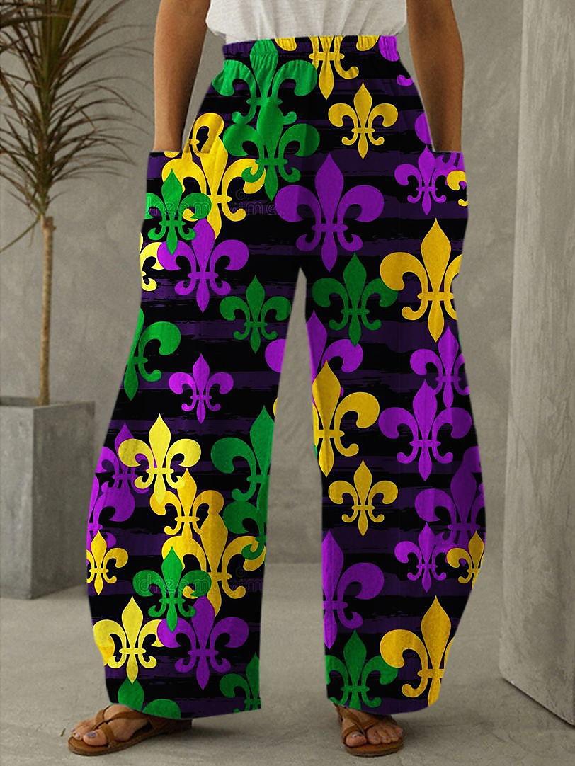 Mujer Pantalones Casual / Diario Longitud total Alta cintura Graphic Bolsillos laterales Perneras anchas Estampado Transpirabilidad Cómodo Microelástico Fin de semana Ropa de calle Negro Morado Verde 2025 - $24.99 –P2