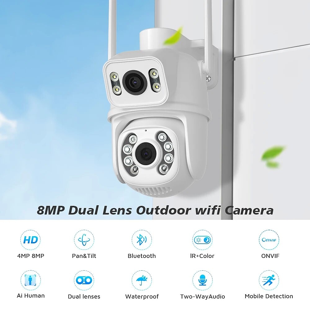 DIDSeth 8MP 4K Wifi PTZ Camera Dual-Lens Video Surveillance Protection Ai Human Monitor Night Vision Outdoor Security CCTV Cam 2025 - $71.99 –P1