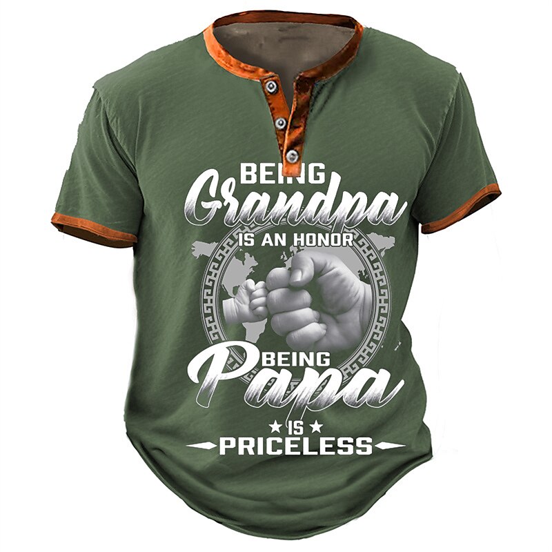 camisas de padre gráfico mano moda retro vintage hombres impresión 3d camiseta henley camisa papa camiseta deportes al aire libre vacaciones salir camiseta azul ejército verde oscuro manga corta 2025 - $21.99 –P1