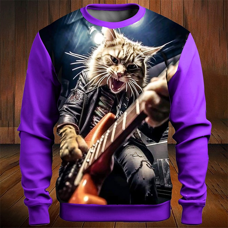 Festival musicale Per uomo Blocco di colori Gatto Divertente Felpe Felpa da golf Manica Lunga Felpa Girocollo Moda Quotidiano Casual Stampa 3D Vacanza Ferie Uscire Stampato Primavera & Autunno del 2026 a $30.99 –P2