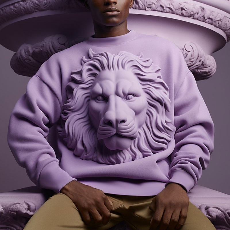 Męskie Graficzny Zwierzę Lew Bluzy Bluza z kapturem Długi rękaw Podkoszulek Półgolf Moda Codzienny Druk 3D Streetwear Urlop Święto Nadruk Wiosna i jesień 2026 - $30.99 –P1