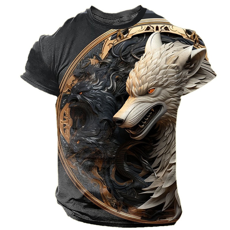 Graphic Animal Wolf Daily Designer Retro Vintage Men's 3D Print T shirt Tee Sports Outdoor Holiday Going out T shirt Yellow Blue Green Short Sleeve Crew Neck Shirt Spring & Summer Clothing Apparel S 2023 - AED 70.99 –P1