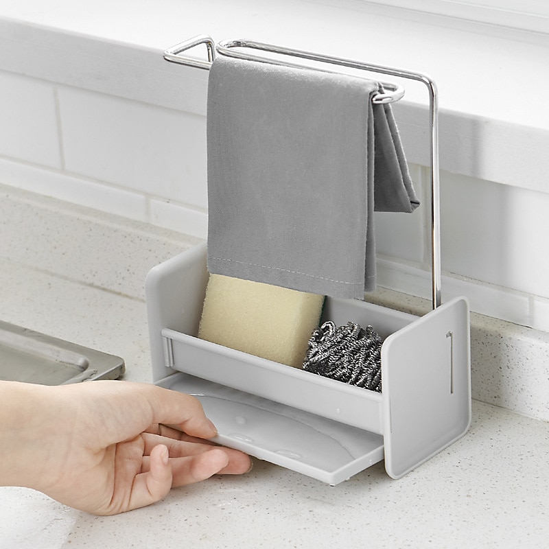 Porta stracci da cucina, porta strofinacci, scarico per lavabo, organizer per spugna, porta sapone, portaoggetti multifunzione, strumenti per il bagno e la cucina del 2025 a $13.99 –P1