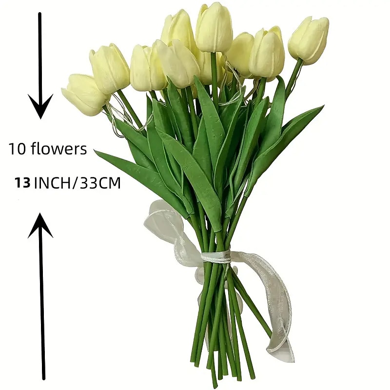 10pcs Tulip Artificial Flowers with LED Lights, Real Touch Tulip Bouquet, Battery Operated for Wedding Christmas Holiday Photography Home Decoration Creative Gifts 2026 - $23.99 –P3