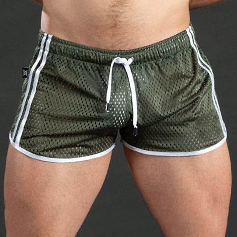 Men's Shorts Sunday Shorts Sports Going out Weekend Running Casual Drawstring Elastic Waist Striped Knee Length Gymnatics Activewear Black White Micro-elastic 2025 - $15.49 –P6