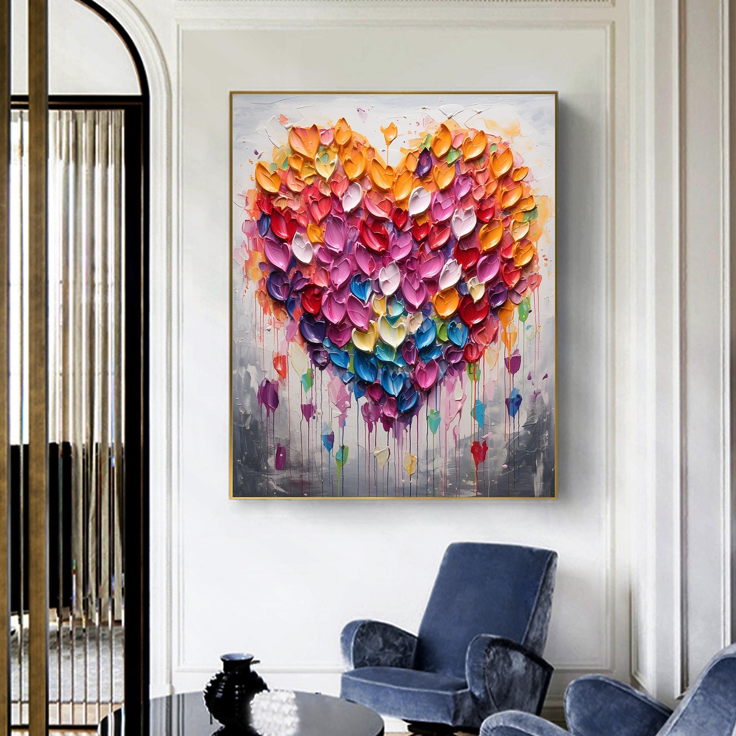 Pintura a óleo artesanal em tela, arte de parede, decoração original, colorida, amor para decoração de casa, com moldura esticada, sem pintura de moldura interna de 2026 por $114.99 –P14