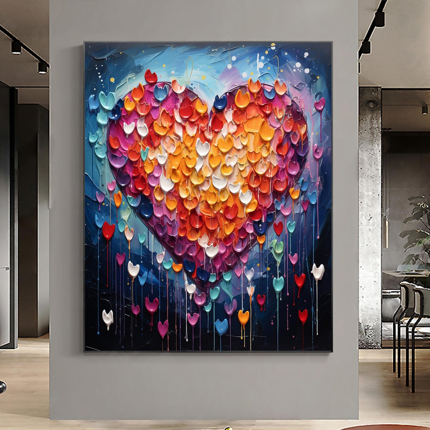 Pintura a óleo artesanal em tela, arte de parede, decoração original, colorida, amor para decoração de casa, com moldura esticada, sem pintura de moldura interna de 2026 por $114.99 –P5